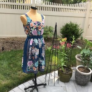 Moulinette Souers Blue silk floral print dress